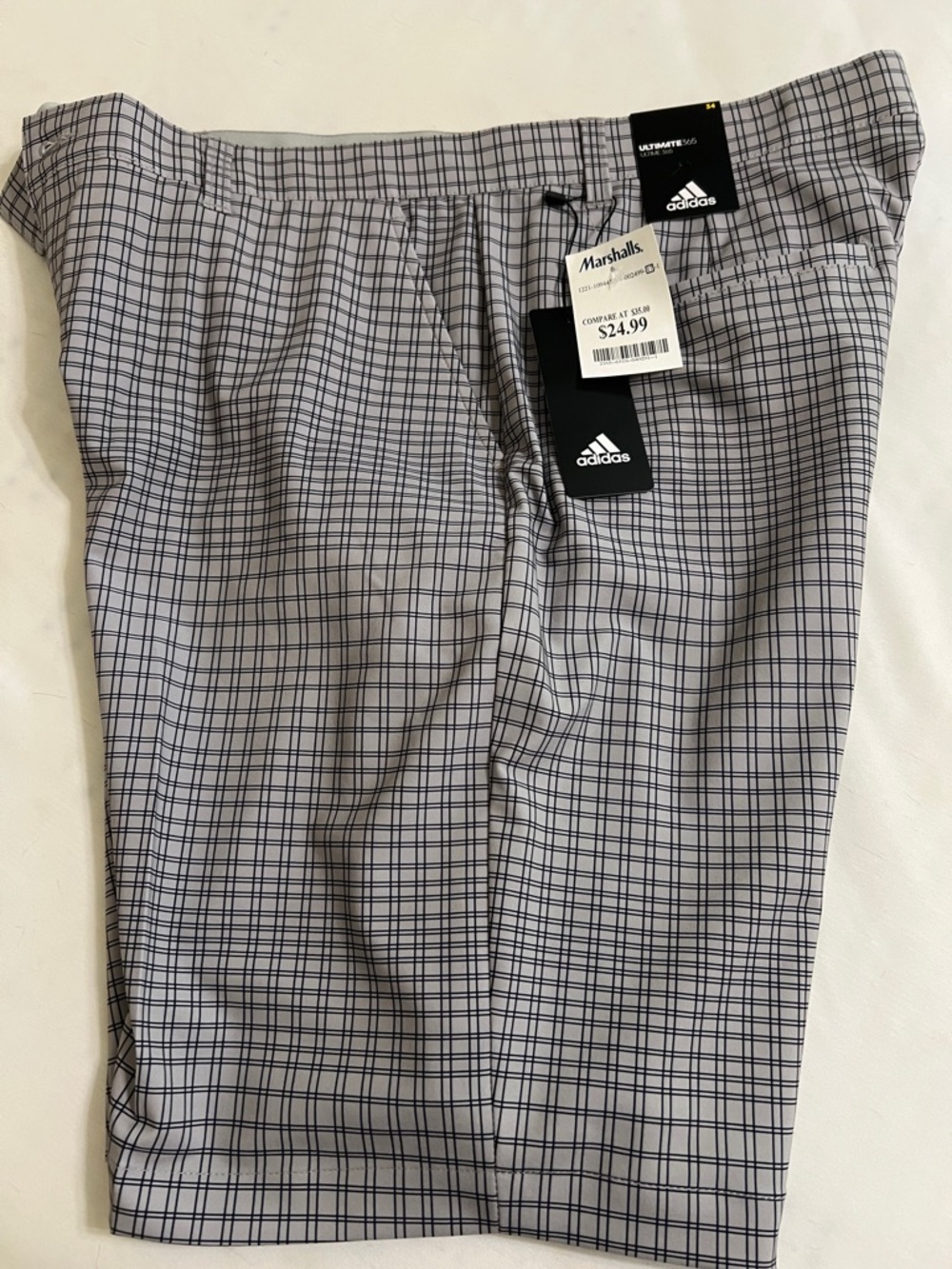 adidas Plaid Performance Golf Shorts in Gray and Black